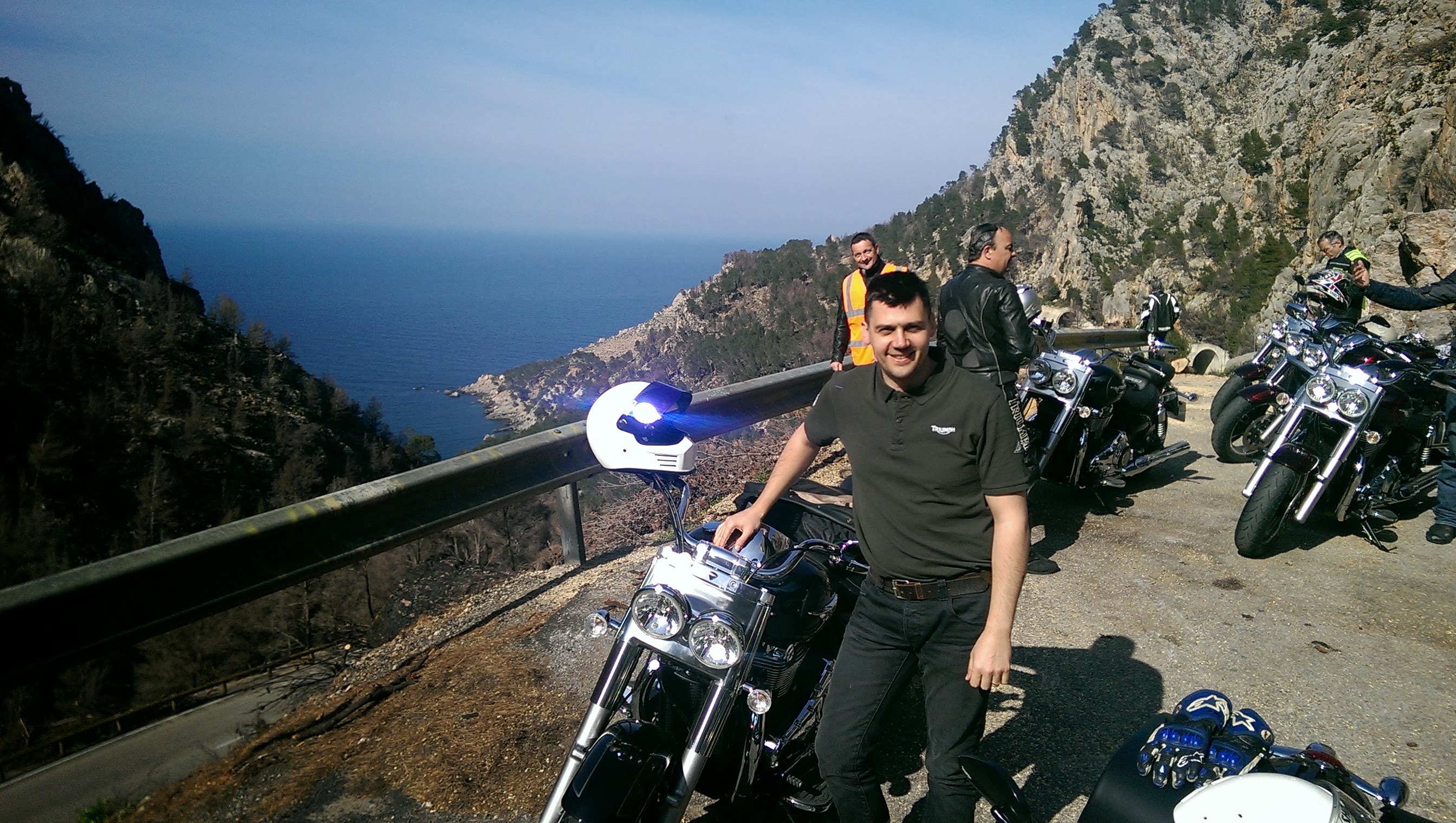 One of Gareth Bright's first press rides for the Thunderbird, in Mallorca, March 2014